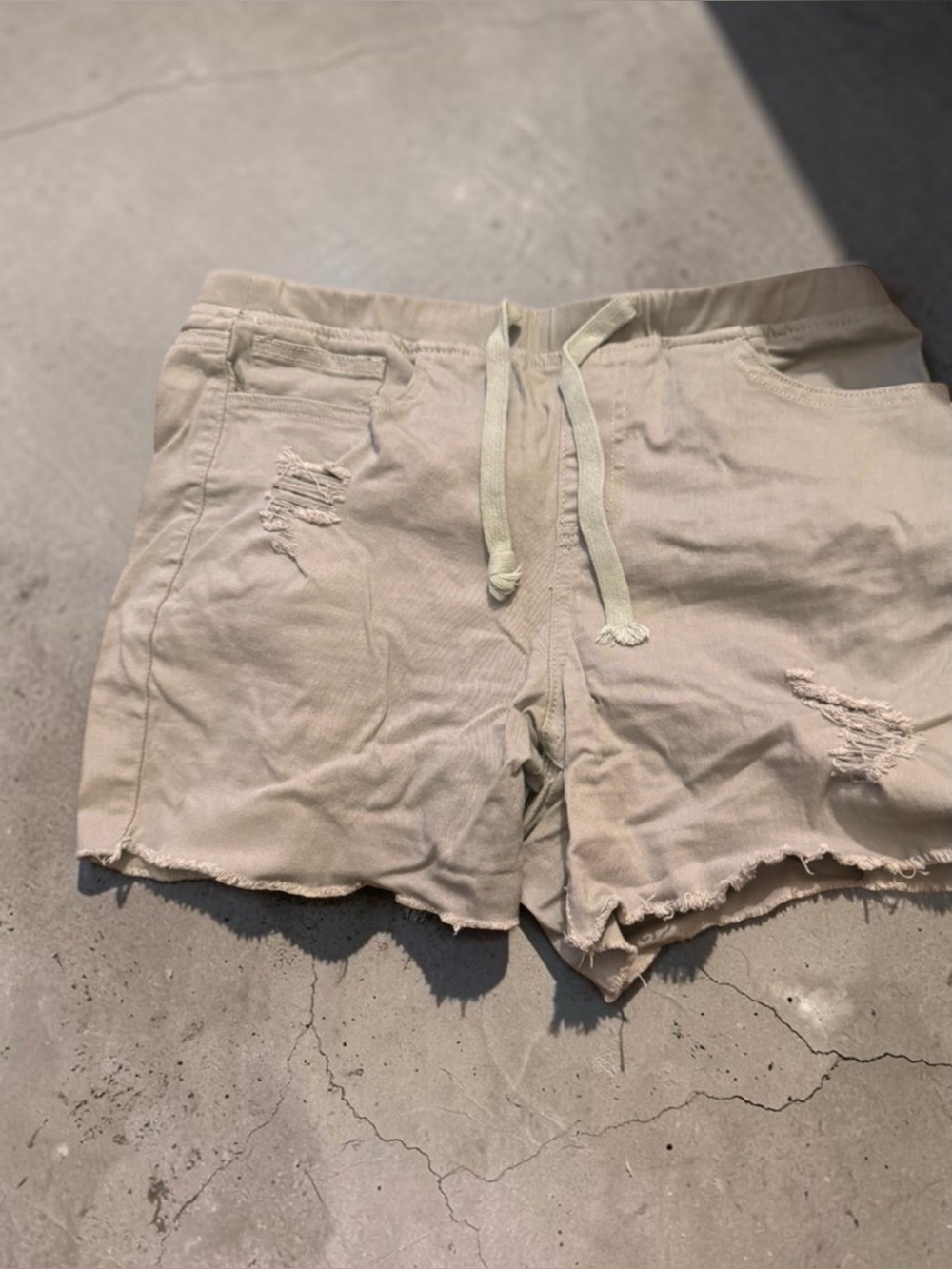 Royalty For Me Sage Green Drawstring Shorts | Distressed | Size M